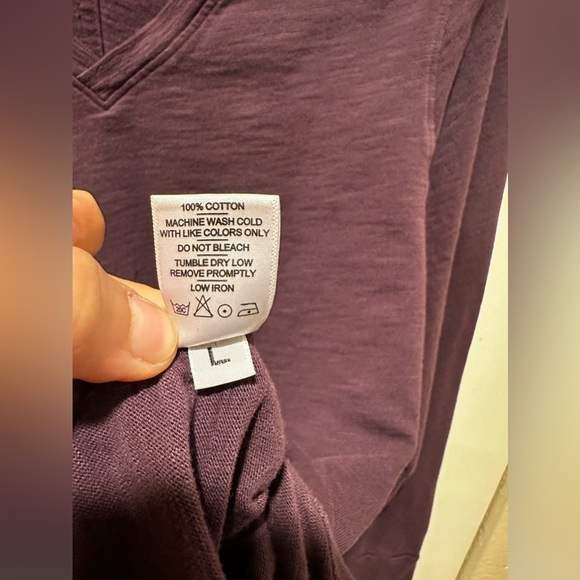 American Giant Premium Slub V-Neck Purple Tee Long Sleeve Supima Cotton,size L - Picture 10 of 12